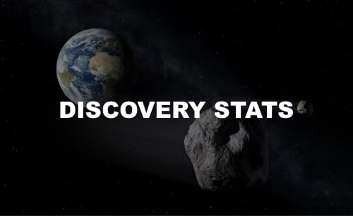 Planetary defense by the numbers text in center, with two asteroids and a satellite in the back